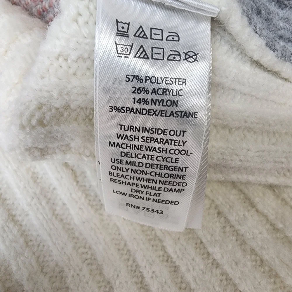 Rachel Zoe Sweater Women's S Ivory Academia Argyle Preppy Ribbed Knit Cardigan